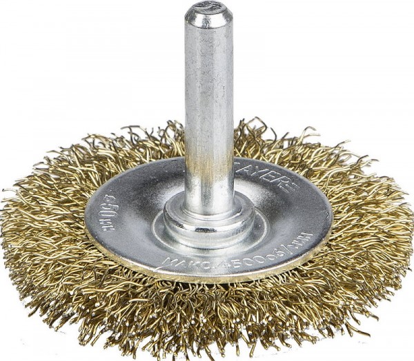 Щетка STAYER  дисковая для дрели, витая латунированная стальная проволока 0,3мм, 50мм, 35114-050_z01