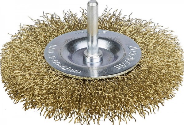 Щетка STAYER  дисковая для дрели, витая латунированная стальная проволока, 0,3мм, 75мм, 35114-075_z01