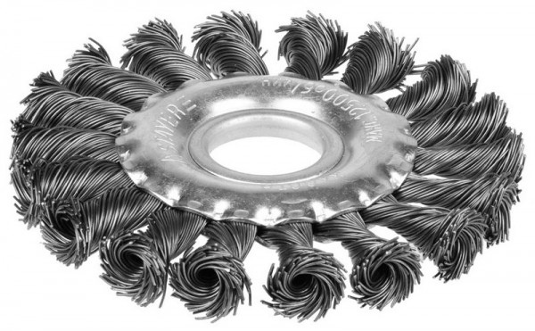 Щетка STAYER  дисковая для УШМ, плетенные пучки проволоки 0,5мм, 100мм/22мм 35120-100