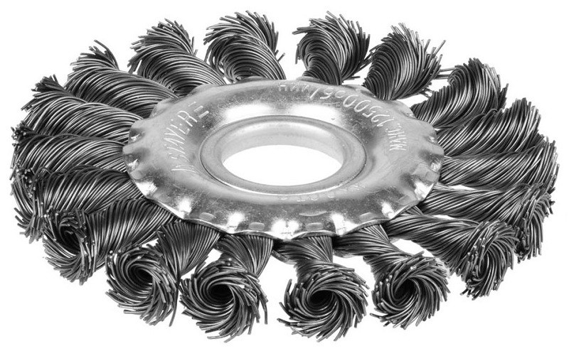 Щетка STAYER  дисковая для УШМ, плетенные пучки проволоки 0,5мм, 100мм/22мм 35120-100