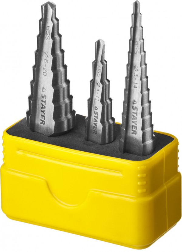 Набор STAYER "MASTER": Ступенчатые сверла по сталям и цвет.мет. 29660-3-20-H3