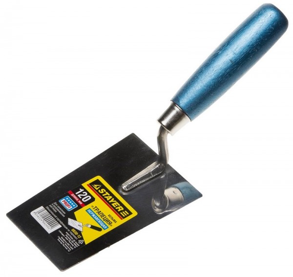 Кельма STAYER "PROFI", "трапеция", нержавеющее полотно, деревянная рукоятка, 120мм 0830-12