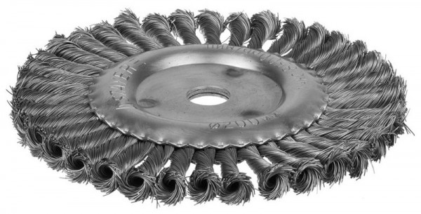 Щетка STAYER  дисковая для УШМ, плетенные пучки проволоки 0,5мм, 200мм/22мм 35120-200