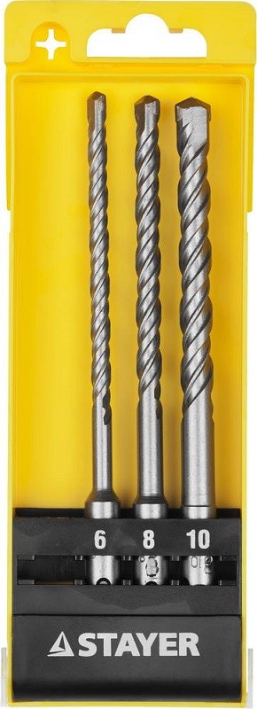 Набор STAYER "MASTER": Буров по бетону, хвостовик "SDS-Plus", в боксе, (d=6,8,10)-160мм, 3шт, 29250-H3