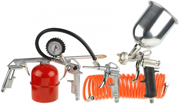 Набор пневматический STAYER "MASTER" универсальный: краскораспылитель с верхним бачком, пистолеты, пневмошланг, 5 предм 06488-H5