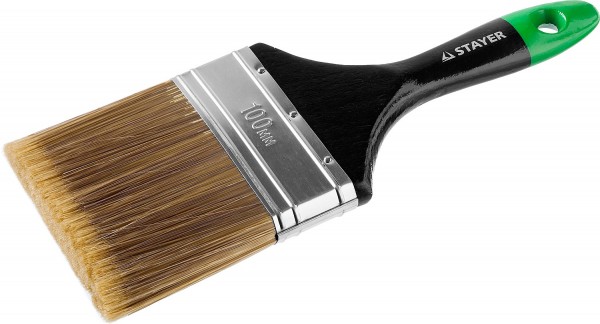 Кисть плоская STAYER  "AQUA-KANEKARON", искусственная щетина, деревянная ручка, 100мм 0106-100