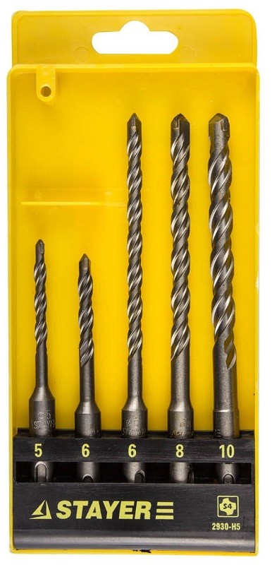 Набор STAYER "PROFI" Буры по бетону, хвостовик "SDS-Plus", в боксе, 5шт 2930-H5