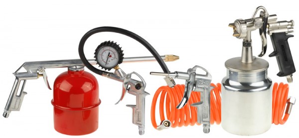 Набор пневматический STAYER "MASTER" универсальный: краскораспылитель с нижним бачком, пистолеты, пневмошланг, 5 предм 06487-H5