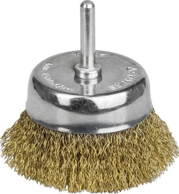 Щетка STAYER  чашечная для дрели, витая латунированная стальная проволока 0,3мм, 63мм, 35117-063_z01
