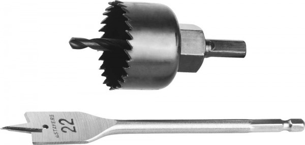 Набор STAYER "MASTER" Для врезки замков:коронка, перьевое сверло, державка, 48/22мм, 29605-H3