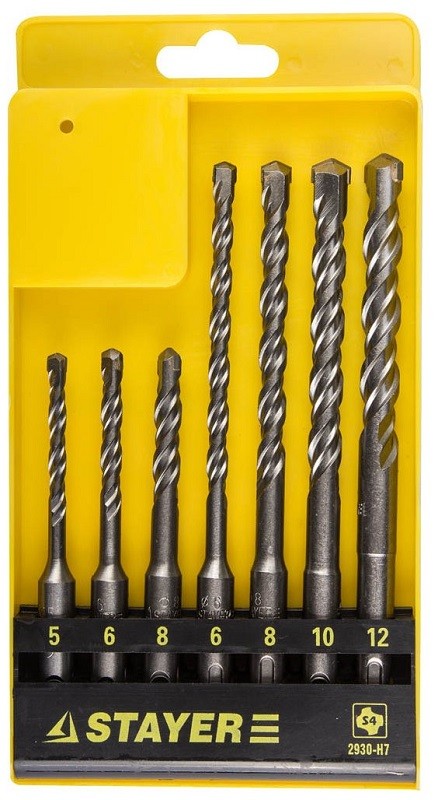 Набор STAYER "PROFI" Буры по бетону, хвостовик "SDS-Plus", в боксе, 7шт 2930-H7