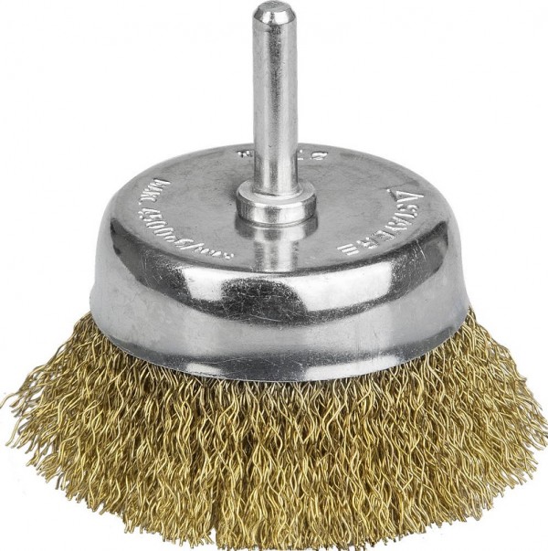Щетка STAYER  чашечная для дрели, витая латунированная стальная проволока 0,3мм, 75мм, 35117-075_z01