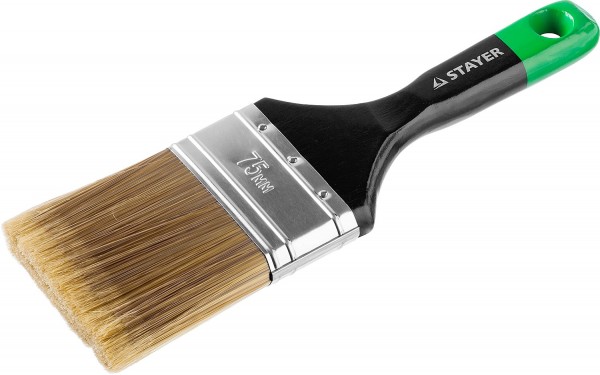 Кисть плоская STAYER  "AQUA-KANEKARON", искусственная щетина, деревянная ручка, 75мм 0106-075