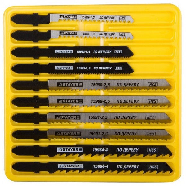 Набор STAYER "PROFI" Пилки "МАСТЕР №2" для эл/лобзика, по дереву и металлу, EU-хвост., 10шт 15981-H10-2