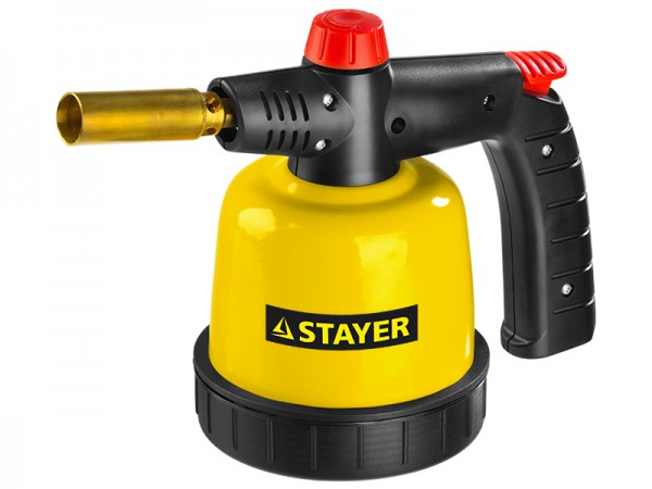 Паяльная лампа газовая STAYER "MASTER", на баллон, с пьезоподжигом, регулировка пламени, 1850С 55590