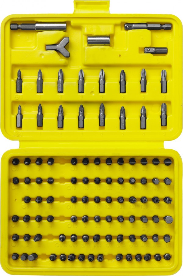 Набор STAYER "MASTER" "SUPER UNIVERSAL": Биты, полный ассортимент стандартных и специальных шлицов, адаптеры, Cr-V, 100 предметов, в боксе 2604-H100