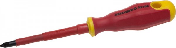 Отвертка STAYER "PROFI" "ELECTRO" диэлектрическая до 1000В, двухкомп рукоятка, PH № 2 х 100мм, 25142-2-10