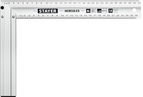 Жесткий столярный угольник HERCULES STAYER 300 х 2 мм, с усиленным алюминиевым полотном, 3432-30 Professional
