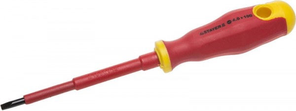 Отвертка STAYER "PROFI" "ELECTRO" диэлектрическая до 1000В, двухкомп рукоятка, SL 4,0 х 100мм, 25141-04-10_z01