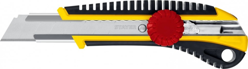 Нож STAYER "SKS-18", с винтовым фиксатором, сегментированное лезвие 18мм, 09161_z01
