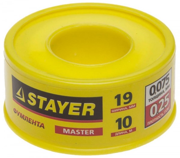 Фумлента STAYER "MASTER", плотность 0,25 г/см3, 0,075ммх19ммх10м 12360-19-025