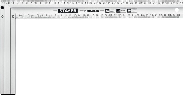 Жесткий столярный угольник HERCULES STAYER 400 х 2 мм, с усиленным алюминиевым полотном, 3432-40 Professional