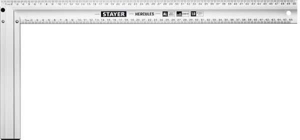 Жесткий столярный угольник HERCULES STAYER 500 х 2 мм, с усиленным алюминиевым полотном, 3432-50 Professional