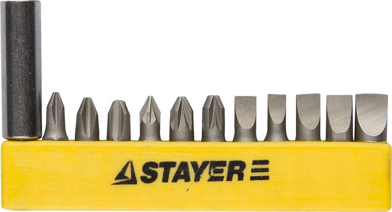 Набор STAYER Биты "MASTER" с магнитным держателем ,12 предметов, 2609-H12_z01