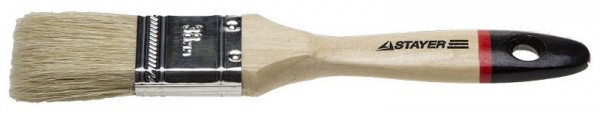 Кисть плоская STAYER  "UNIVERSAL-EURO", светлая натуральная щетина, деревянная ручка, 38мм 0102-038