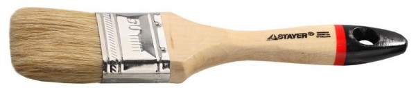 Кисть плоская STAYER  "UNIVERSAL-EURO", светлая натуральная щетина, деревянная ручка, 50мм 0102-050