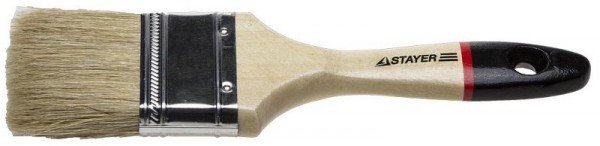 Кисть плоская STAYER  "UNIVERSAL-EURO", светлая натуральная щетина, деревянная ручка, 63мм 0102-063