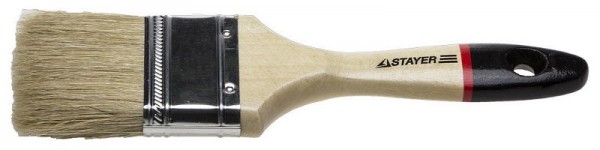 Кисть плоская STAYER  "UNIVERSAL-EURO", светлая натуральная щетина, деревянная ручка, 75мм 0102-075