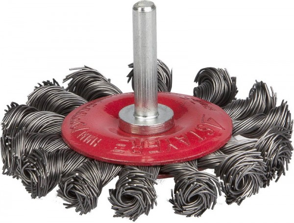 Щетка STAYER дисковая для дрели, плетёные пучки проволоки 0,5мм, 75мм, 35115-075_z01