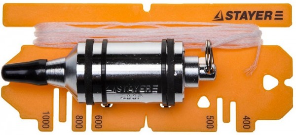 Отвес STAYER "PROFI" строительный со шнуром, с противоударными ободками, 400 г 06352-40