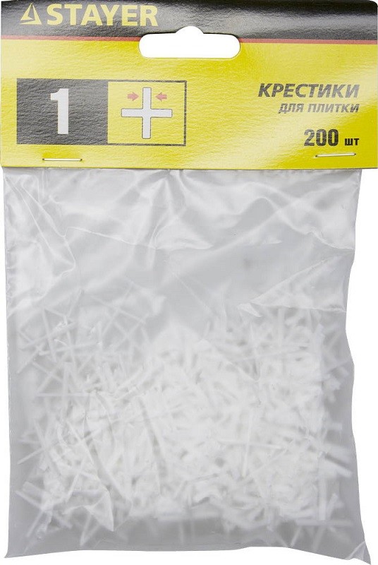 Крестики STAYER для кафеля, 1мм, 200шт 3380-1