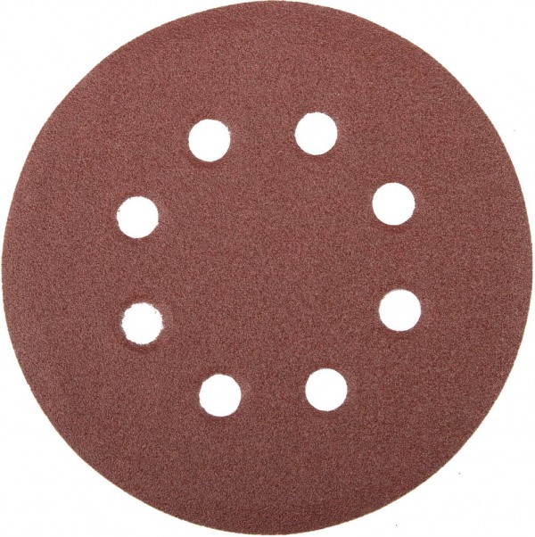 Круг шлифовальный универсальный STAYER "MASTER" из абразивной бумаги на велкро основе, 8 отверстий, Р100, 125мм, 5шт, 35452-125-100