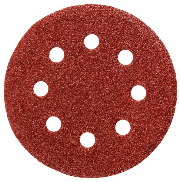 Круг шлифовальный универсальный STAYER "MASTER" из абразивной бумаги на велкро основе, 8 отверстий, Р180, 125мм, 5шт 35452-125-180