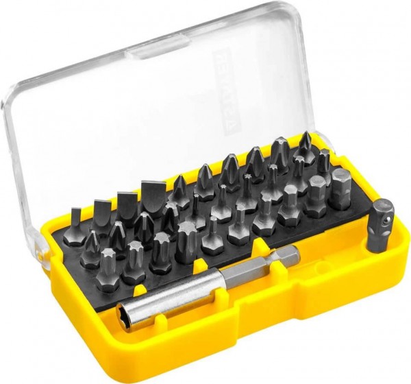 Набор STAYER "PROFI" Биты Cr-Mo с магнитным адаптером в компактном боксе, 32 предмета, 26135-H32