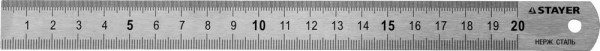 Линейка STAYER "PROFI" нержавеющая, двухсторонняя гравированная шкала, 0,2м, 3427-020_z01