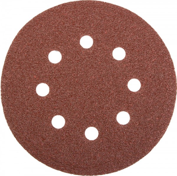 Круг шлифовальный универсальный STAYER "MASTER" из абразивной бумаги на велкро основе, 8 отверстий, Р60, 125мм, 5шт, 35452-125-060