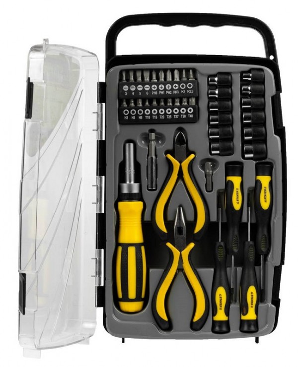 Набор STAYER "MASTER": Отвертка реверсивная с эргономичной ручкой, с насадками, в пластмассовом боксе, 41 предмет 25311-H41