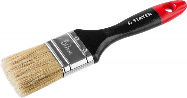 Кисть плоская STAYER  "UNIVERSAL-PROFI", светлая натуральная щетина, деревянная ручка, 50мм 0104-050