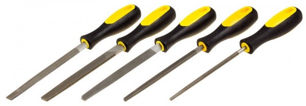 Набор STAYER "PROFI": Напильники с двухкомпонентной рукояткой, плоский, полукруглый, трехгран, квадратный, круглый, №2,200мм 1682-20-H5_z01