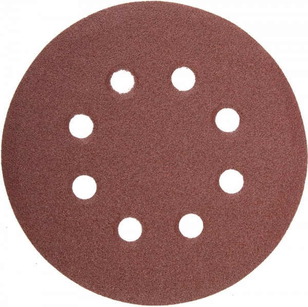 Круг шлифовальный универсальный STAYER "MASTER" из абразивной бумаги на велкро основе, 8 отверстий, Р80, 125мм, 5шт, 35452-125-080