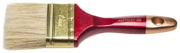 Кисть плоская STAYER  "UNIVERSAL-PROFI", светлая натуральная щетина, деревянная ручка, 75мм 0104-075