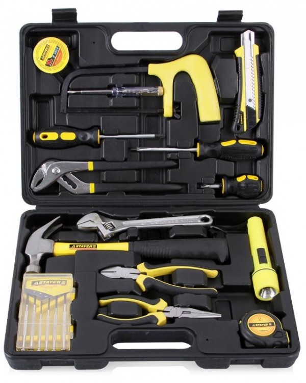 Набор инструментов STAYER "STANDARD" МЕХАНИК для ремонтных работ, 15 предметов 22052-H15