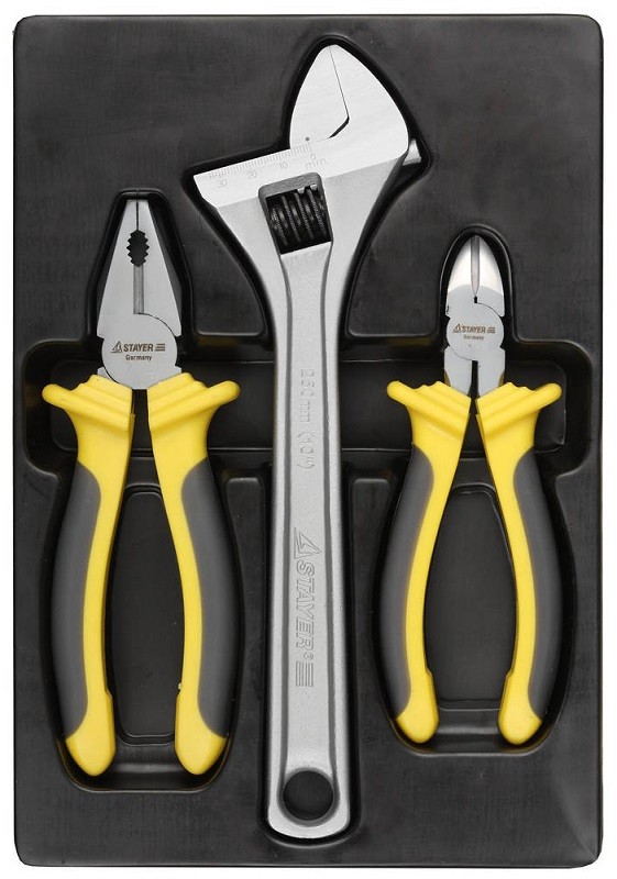 Набор STAYER "CHROMAX" Губцевые инструменты в пласт. боксе, 3 предмета 22703-H3