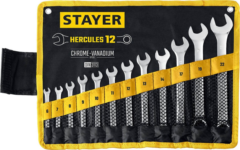 STAYER 12 шт, 6 - 22 мм, набор комбинированных гаечных ключей HERCULES 27081-H12_z01