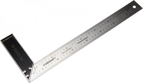 Угольник STAYER "PROFI" столярный, гравированная шкала, нержавеющее полотно 37мм, 400мм, 3431-40_z01