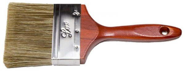 Кисть плоская STAYER "LASUR - LUX", деревянная ручка, смешанная щетина, 100мм 01051-100